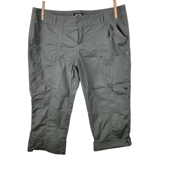 Apt 9 Cargo Utility Pants plus Size 18 39" Waist Hiking Crop Capri Olive Green - Picture 1 of 8